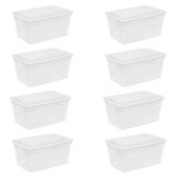 Sterilite Storage Box, Stackable Bin with Lid, Plastic Container to Organize Shoes and Crafts on Closet Shelves