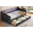 Modern Linen Upholstered Daybed with 2 Storage Drawers, 2-Tier Shelf, USB/Type-C Port, and Smart LED Light for Living Room, Apartment-204495383