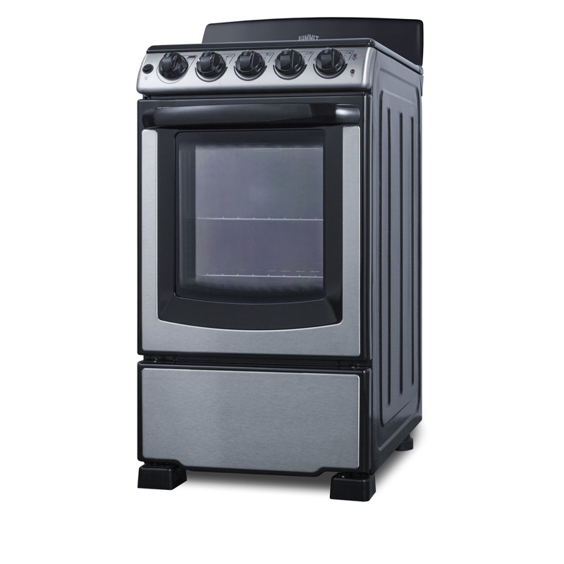 Summit Appliance 20" Wide Stainless Steel/Black Electric Coil Range