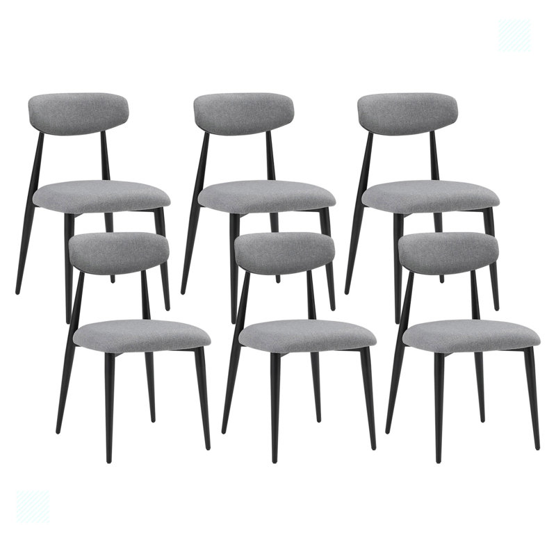Chaises de salle à manger avec chaises en métal et pieds en métal, Tissu gris