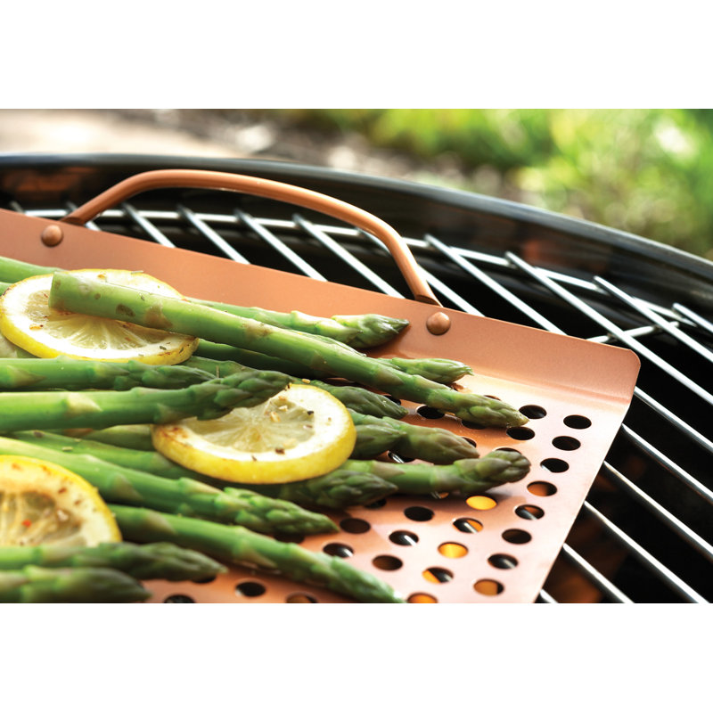 Copper Non-Stick Grill Topper with Handles, 17" x 11"