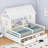 Two Twin Size Platform Bed, Solid Wood White-Toned House Frame With Under Bed Drawers, Ideal For Boy And Girl Shared Kids Bedrooms