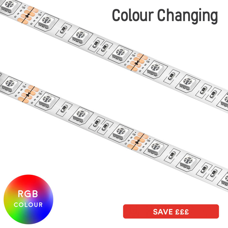 LED RGB Flex Strip Light 5 Metre Roll SMD 5050 60 LEDs IP20 Adapter Not Included