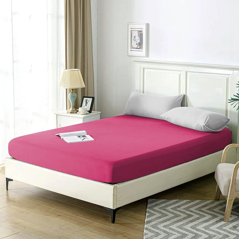 Sulltane Ultrasoft Cotton Blend Jersey Knit Fitted Sheet, Double (4'6), Pink