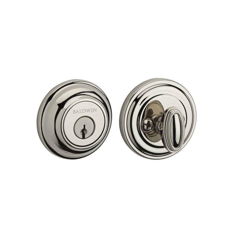 Traditional Round Single Cylinder Deadbolt with Smartkey, Polished Nickel