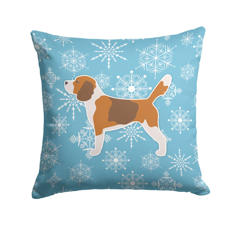 Coussin intérieur/extérieur en flocons d’hiver, H 14 po x l 14 po x P 3 po