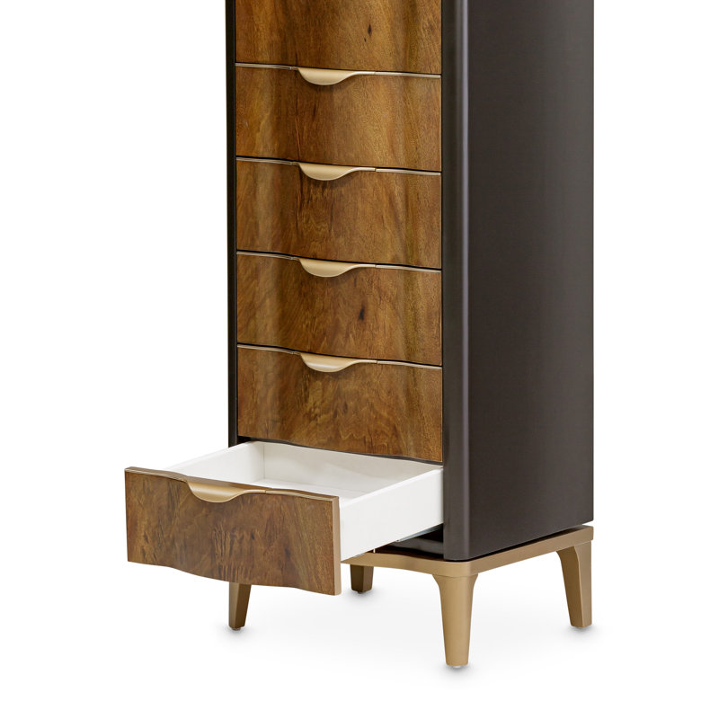 Malibu Crest 6 - Drawer Dresser, Black/Crotch Mahogany