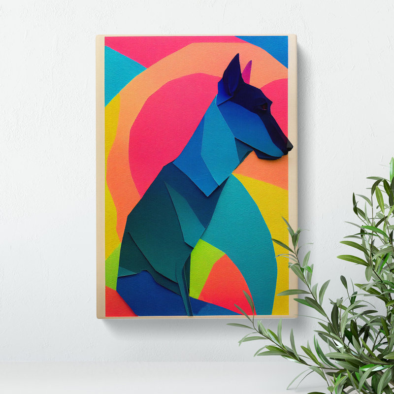 Paper Dog No.1 Abstract - Wall Art, Wrapped Canvas, No Matte, 50cm H x 35cm W x 3cm D