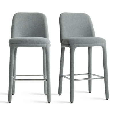 Tabouret de comptoir moderne 26,5 "entièrement rembourré en tissu (ensemble de 2)