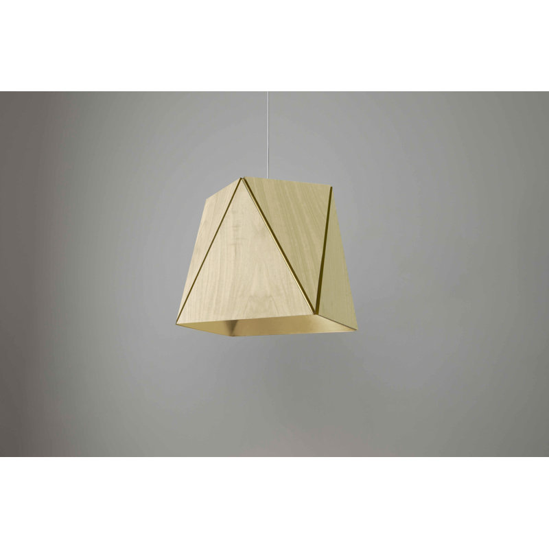 Calx Pendant, Brushed Brass, White Washed Oak