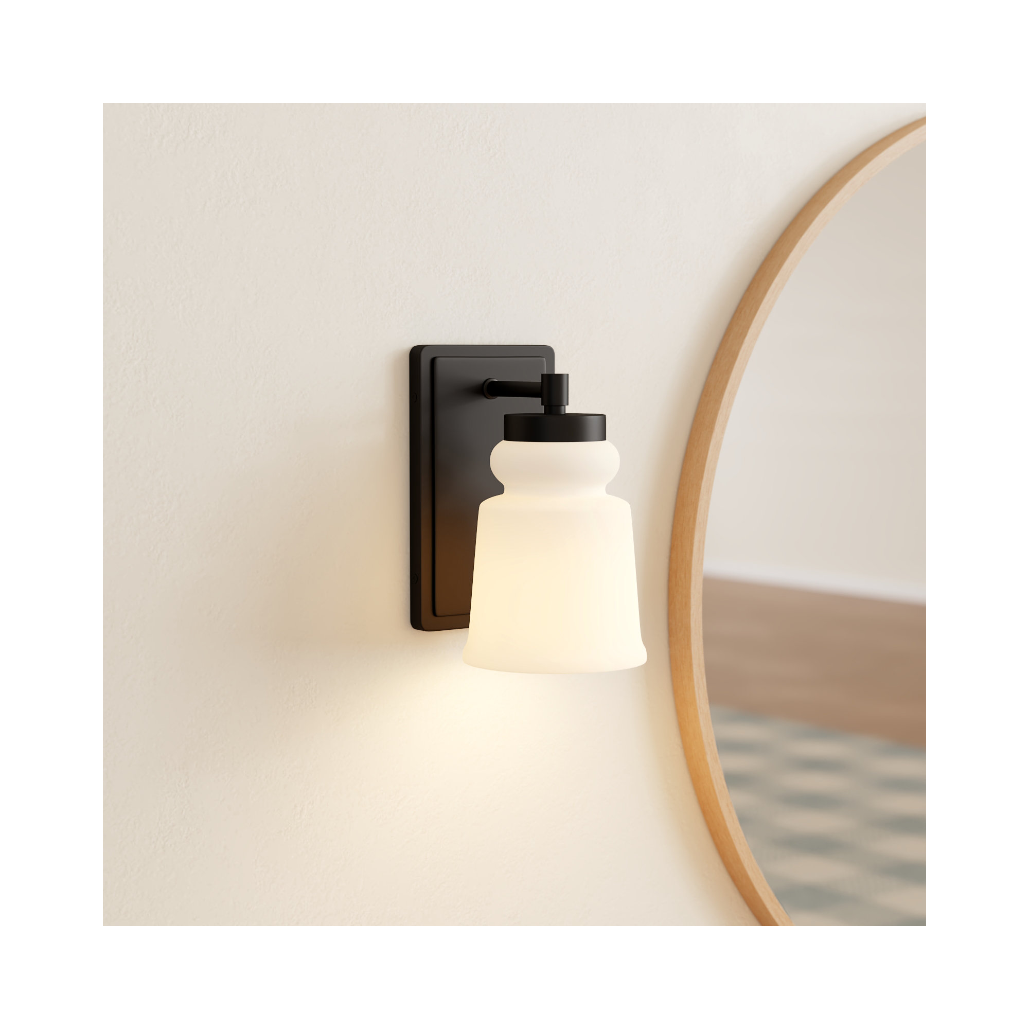 Grosseto Single Light Glass Dimmable Wall Sconces, Black
