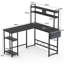 L-Shape Computer Desk 160cm x 50cm x 75cm with Adjustable Storage Rack-1905724998-1905725016