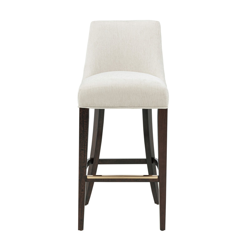 Beever Modern Chenille Upholstered Rubberwood Bar Stool in Cream, Bar Stool (32.7" Seat Height), Cream