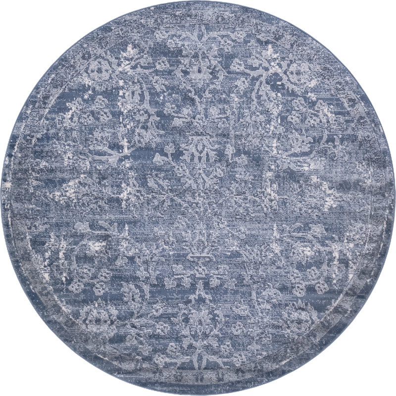 Charters Towers Oriental Blue Area Rug, Round 7'1"