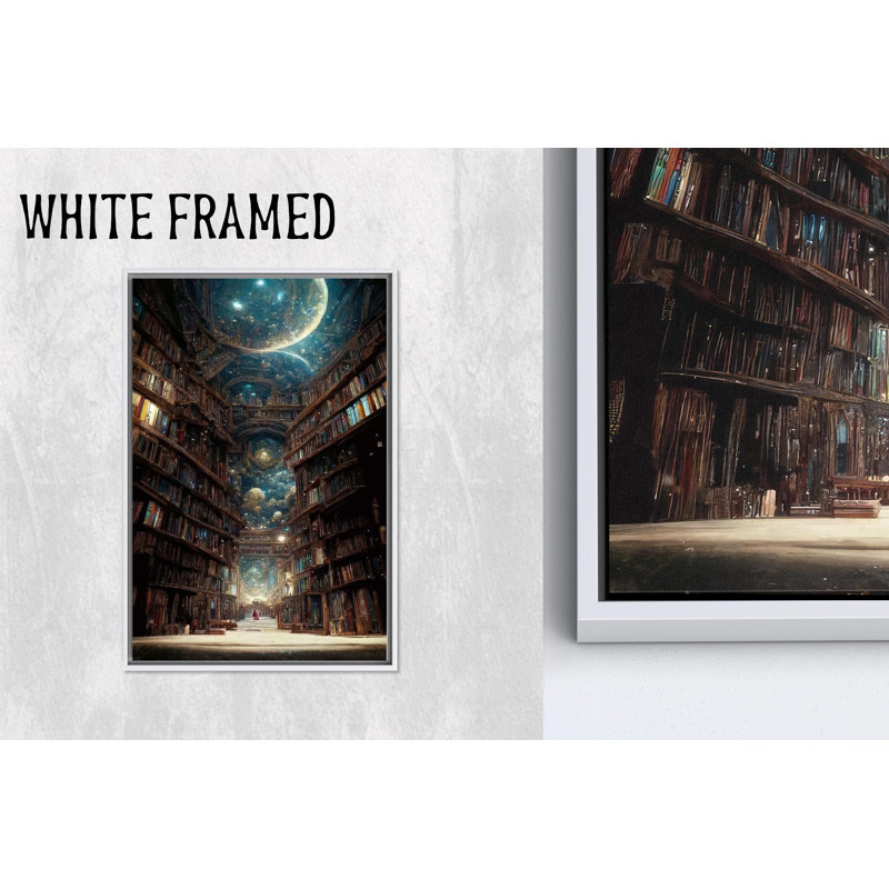 Élégante toile de bibliothèque de l'espace: Œuvres d'art abstraites imprimées pour la décoration intérieure, toiles à cadre blanc 1P