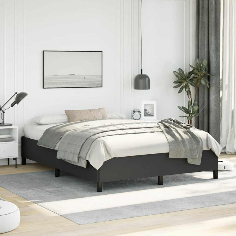Darrisha Bed Frame, Upholstered Platform Bed Frame, No Mattress, Queen, Black