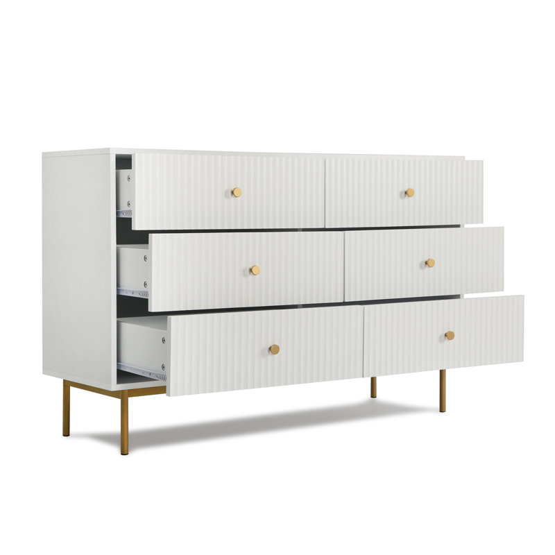 Aimilios 120cm W 6 - Drawer Chest of Drawers, White