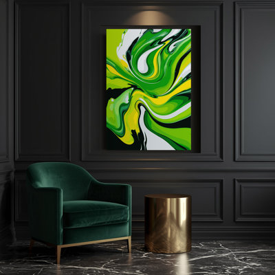 Abstrait art fluide sur toile verte 52