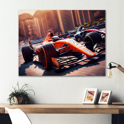 Voiture de course à Monaco GP V - impression sans cadre sur métal