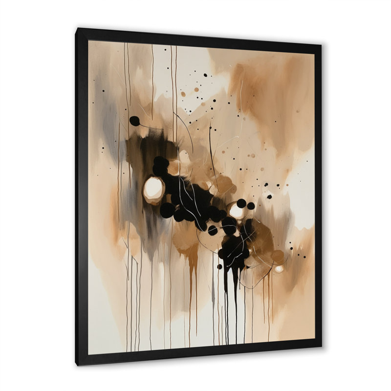 «Brown Mindful Abstraction IV», reproduction d'art sur toile abstraite, Cadre photo noir, L 12 po x H 20 po