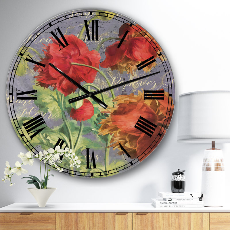 Red Poppies - Grande horloge murale, Petit