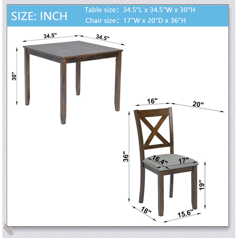 Ensemble de table de salle à manger élégant en bois 5 pièces avec 4 chaises, moderne et fonctionnel pour divers décors
