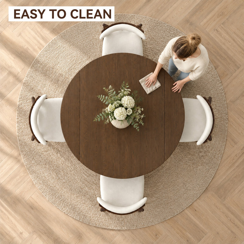 51.2" Farmhouse Extendable Solid Wood Walnut Dining Table Set of 7