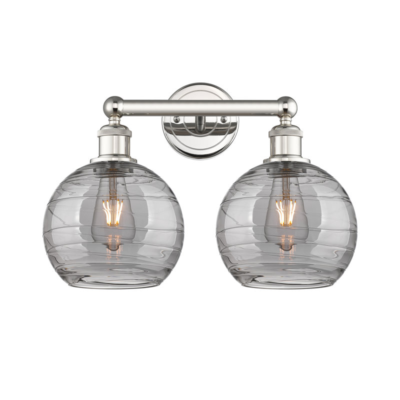 Éclairage pour meuble-lavabo à 2 lumières à intensité variable Essex, Gris fumée clair, Nickel poli