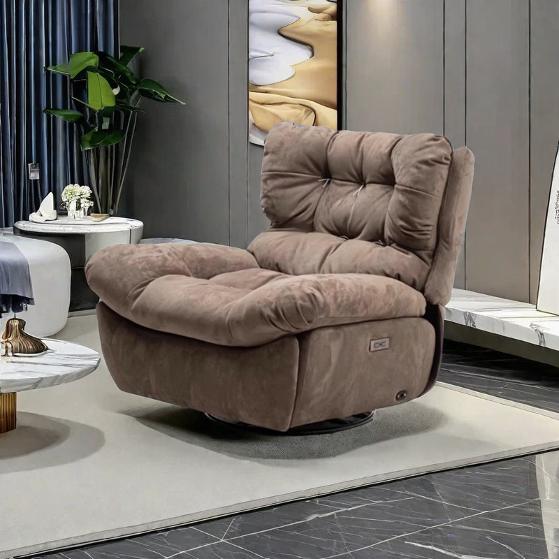 Fauteuil inclinable à haut dossier avec fauteuil inclinable pivotant à angle réglable, Brun