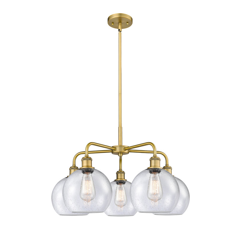 Lustre sphérique à 5 lumières en acier à intensité variable Ellington, H 16 po x l 26 po x P 26 po, Laiton brossé