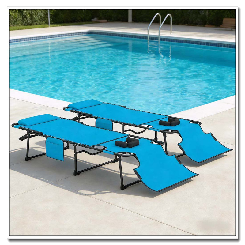 Ensemble de 2 chaises longues pliantes