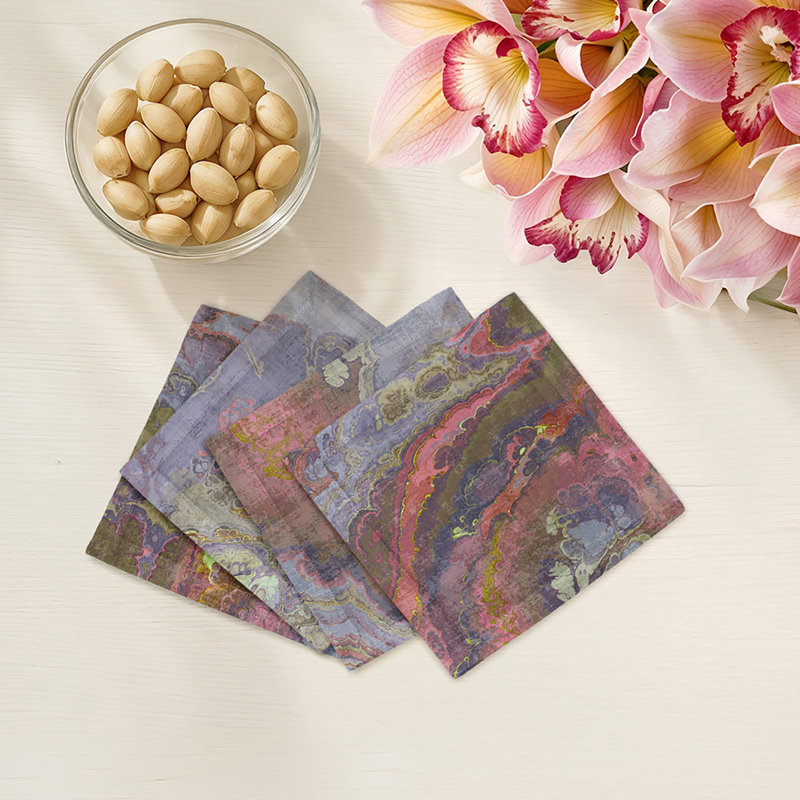 Agate Cotton Sateen Cocktail Napkins, Taupe