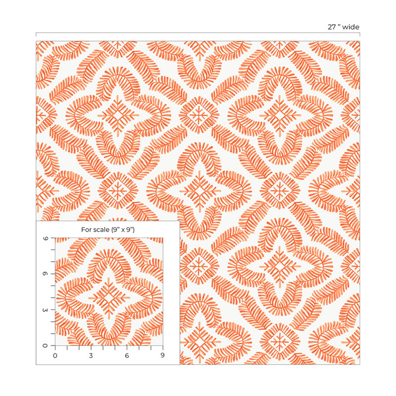 Rouleau de papier peint Brynnae L 27 pi x l 27 po, Saumon