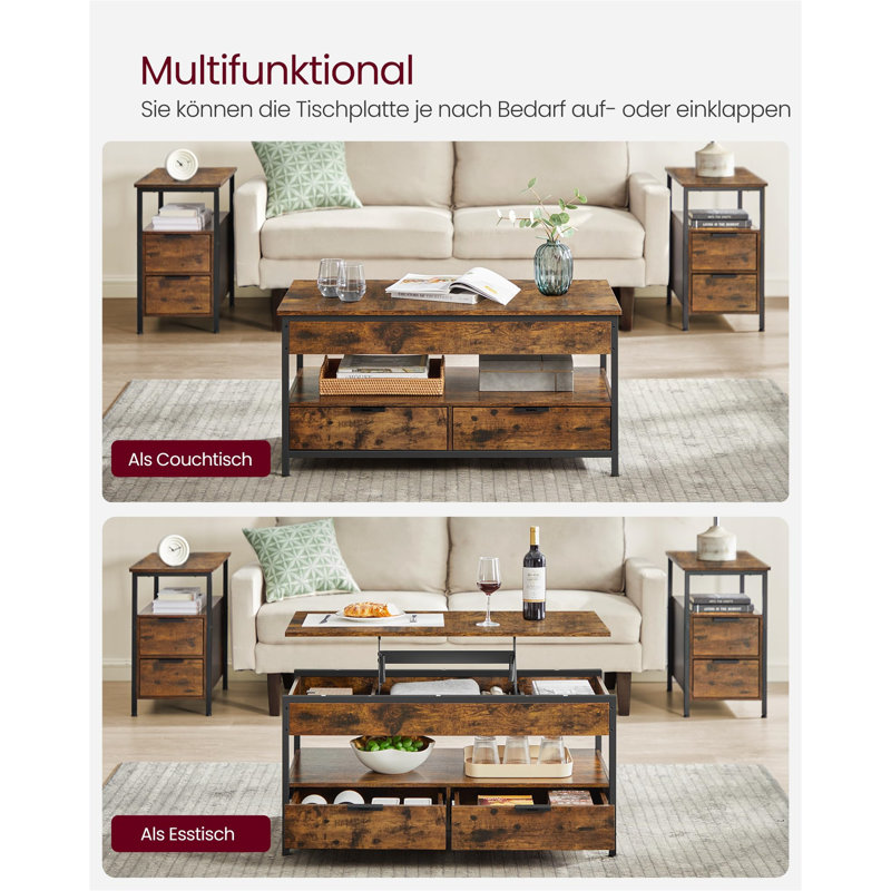 Anetha Lift Top Four Leg Coffee Table with Storage