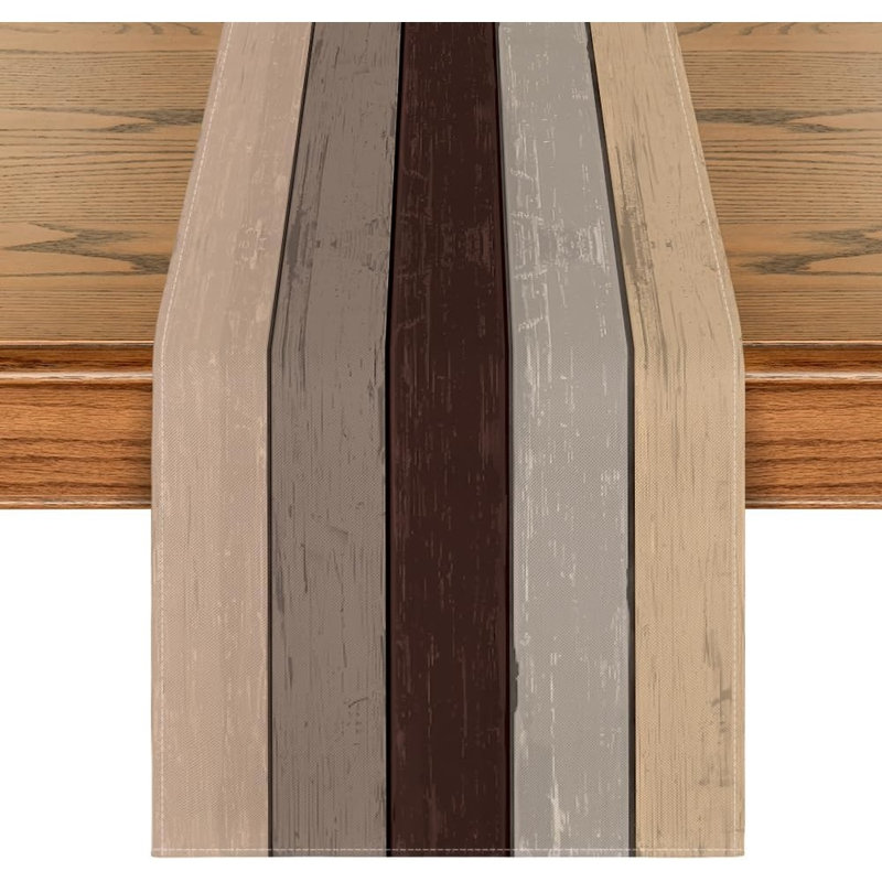 Wood Texture Table Runner – Brown – Retro Rustic Style For Spring, Kitchen, Dining & Home Parties