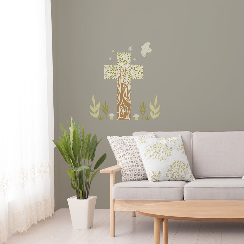 Adhésif décoratif arbre de vie croix verte