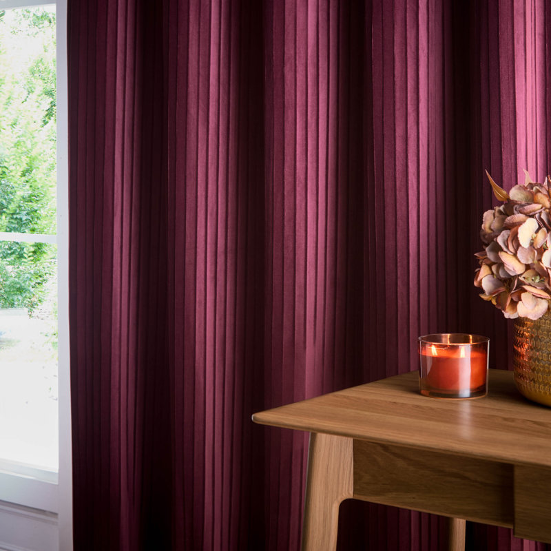 Corinthian Polyester Room Darkening Grommet / Eyelet Curtain Panel Pair, Red, 90cm Width x 183cm Drop