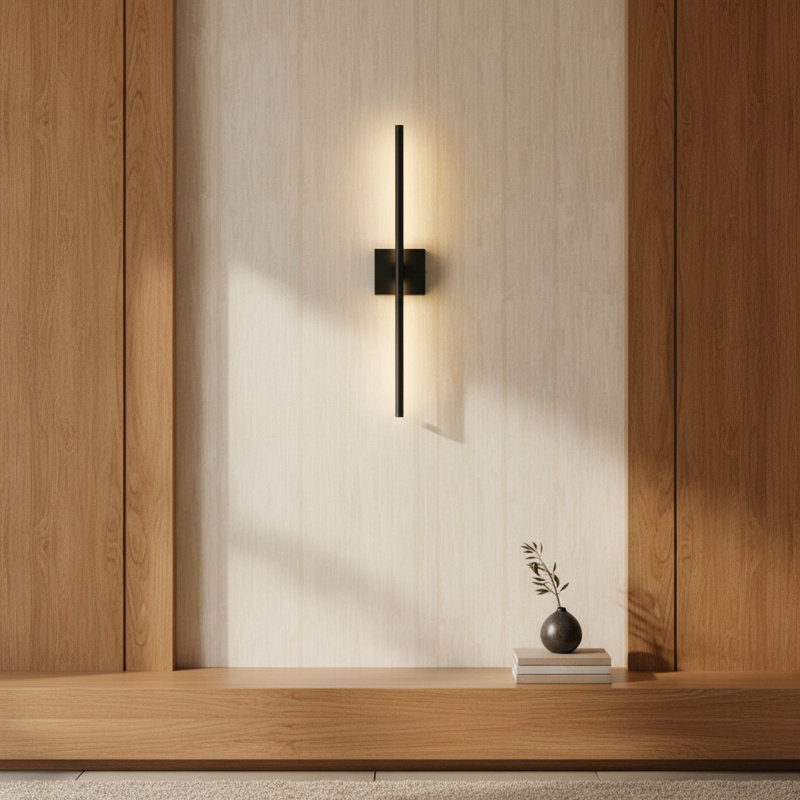 Krushe LED Wall Sconces Linear Simple Style Vanity Light Modern Bathroom Bar Hardwired, Black, 28" H x 4.7" W x 3.3" D
