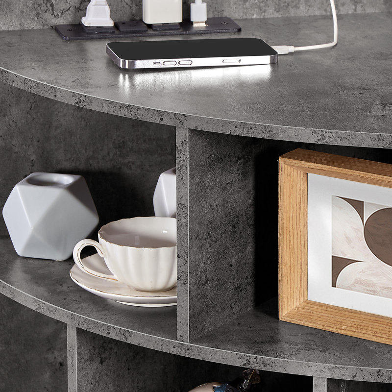Cayhlin 29.2" H x 19.7" W Wooden Corner Bookcase Corner Storage Cabinet with USB Ports and Outlets, Gray