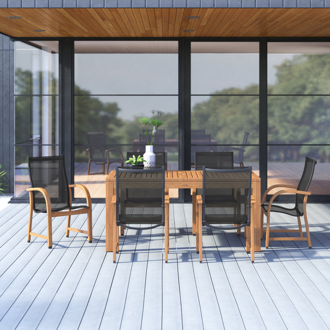 Anautica 6 - Person Teak Wood Patio Dining Set with Rectangular Table Lark Manor™