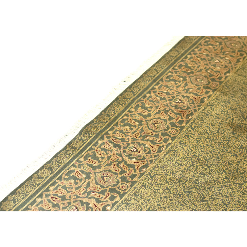 Hand Knotted Wool Area Rug in Green