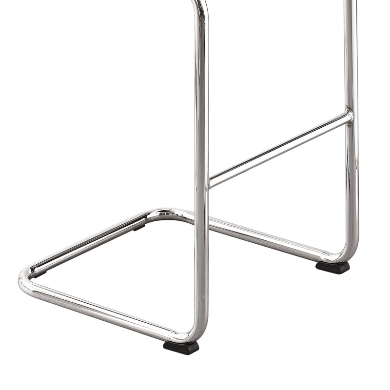 Tabouret rembourré en velours Krickelin, Argent, Tabouret de bar (siège d’une hauteur de 30 po), blanc