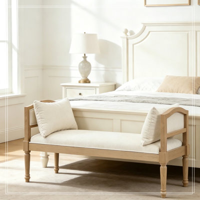Banc rembourré avec pieds tournés et coussins latéraux