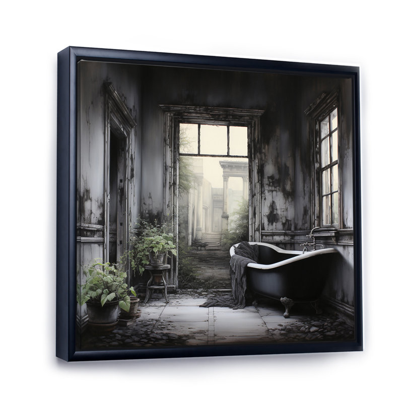 Minimalisme, bain de sérénité I sur toile, Cadre flottant noir, H 30 po x l 30 po x P 1 po