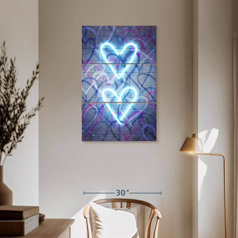 Hardie Neon Heart I, 57" H x 36" W