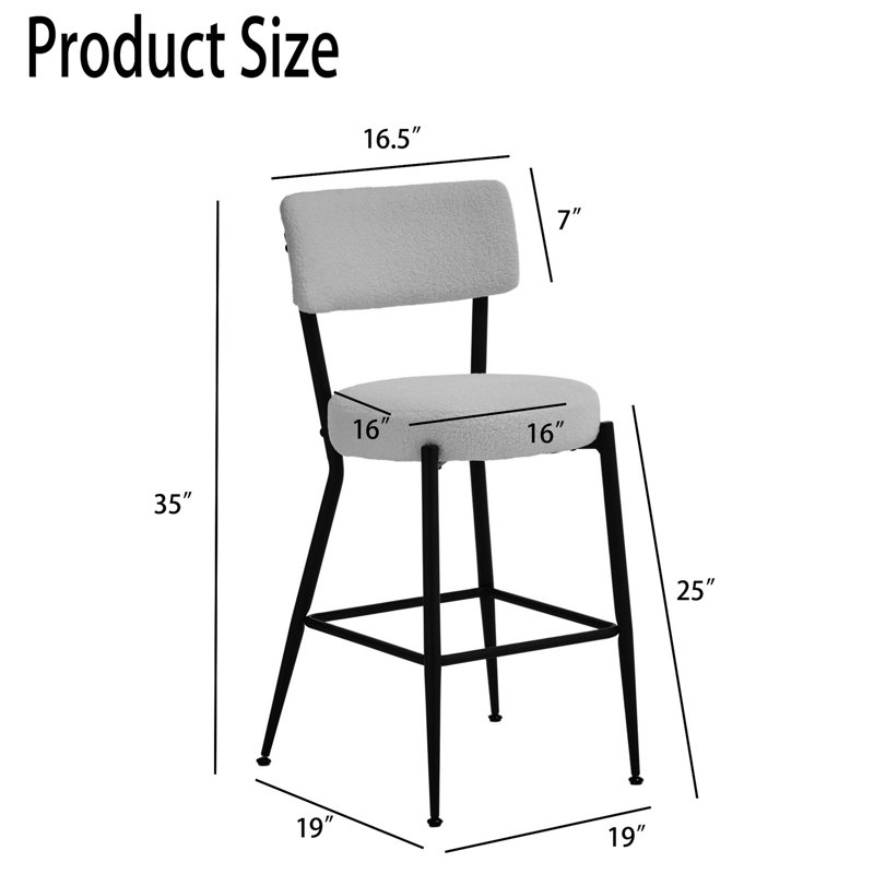 Tabouret de comptoir 25 po Jameon, Cadre blanc / noir
