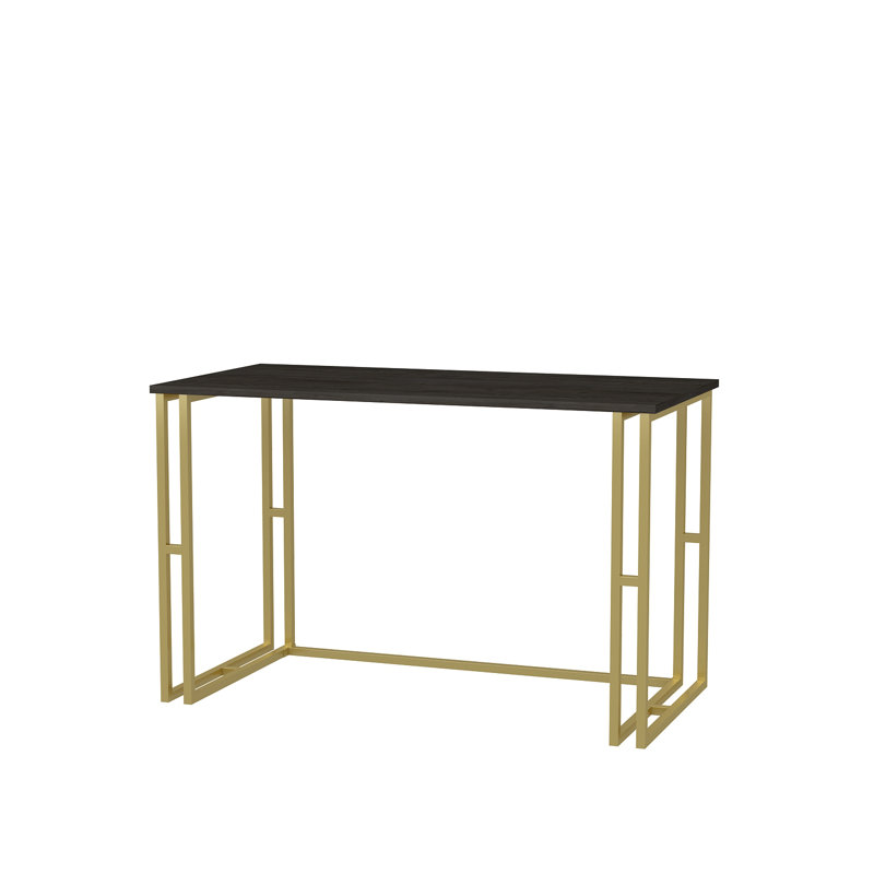 Kane 120cm W Rectangular Computer Desk, Wenge/Gold