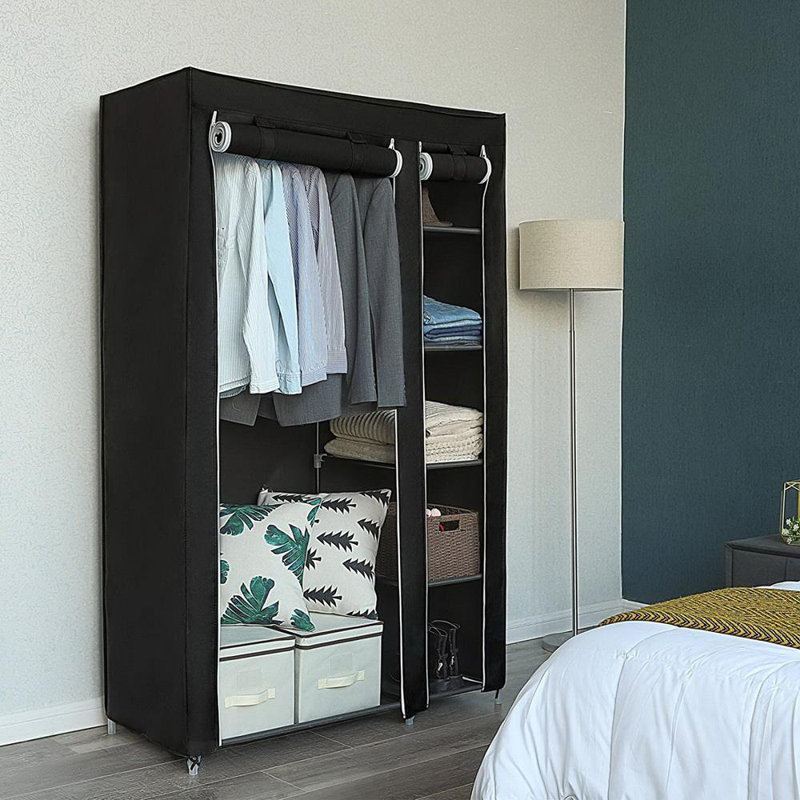 Qualana 59.06'' Portable Wardrobe, Black