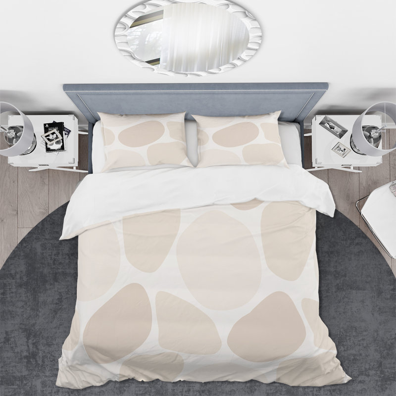 Organic Shapes In Light Earth Tones - Ensemble de housse de couette moderne - Microfibre de polyester