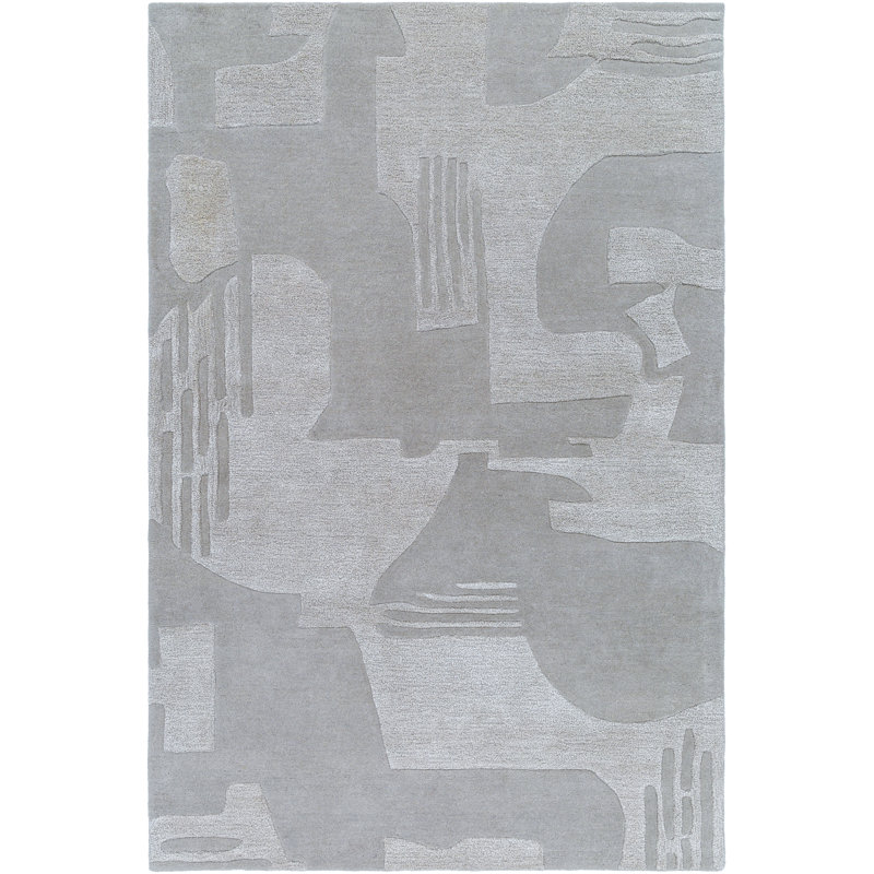 Hand-Tufted Beige Wool and Viscose Rectangular Rug 2' x 3'